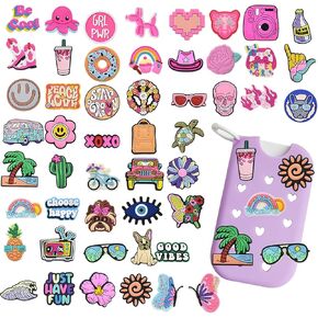 DIY Charms for Touchland Case Sanitizer Spray, 50pcs Accessories Preppy Hippie Pink Butterfly Cowgirl Flowers Beach Cute Decoration Charms for Touchland case in Saudi Arabia