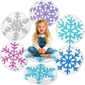Capoda 12 Pieces Snowflake Carpet Circle Seats - 15.57 Inch Round Floor Mats for Winter Woodland Preschool Kindergarten Elementary Daycare Playroom Reading Room Nursery Bedroom Classroom Seating Rugs in Saudi Arabia