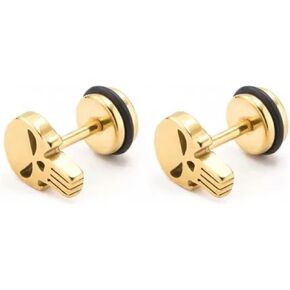 Mens Stainless Steel Punisher Skull Screw Back Stud Earrings Gothic Punk Jewelry-Silver in Saudi Arabia