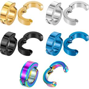 10 Pieces Clip on Earrings, Non-Piercing Ear Clip Fake Hoop Earrings for Men and Women Stainless Steel in Kuwait