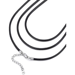 FaithHeart Braided Leather 2MM/3MM Necklace Cord for Men with Stainless Steel Snap Clasp, Waterproof Woven Wax Rope Chain for Pendant with Delicate Gift Box in Kuwait