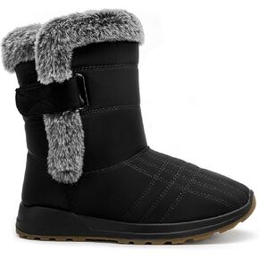 Winter Snow Boots for Women 2025: All-day Comfort Warm Fur Lined Mid Calf Hook Loop Waterproof Outdoor Shoes for Walking in Kuwait