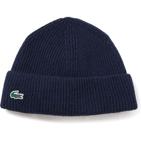 Lacoste Men's Ribbed KNT Wool Golf Beanie, Navy Blue, One Size in Saudi Arabia