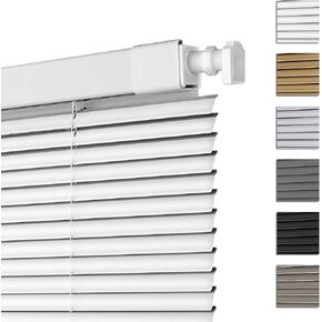 No Tools No Drill Mini Blinds, Cordless Wandless Aluminum L-Shaped Slats Pull Down Venetian Blinds, Custom Room Darkening Horizontal Window Blinds for Home, Living Room, Door, White in Saudi Arabia