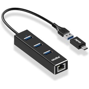 USB to Ethernet Adapter, atolla 3 Ports USB 3.0 Hub with 10/100/1000 Mbps LAN RJ45 Gigabit Network Adapter, Supports Windows 10/8/7, Mac OS, Linux in Kuwait