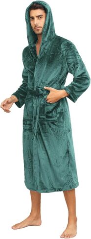 RONGTAI Hooded Mens Robe Soft and Warm Plush Long Fleece Bathrobe in Saudi Arabia