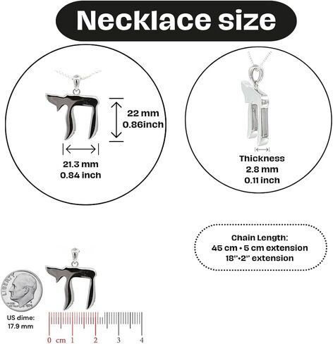 Faith Jewelry 925 Sterling Silver Chai Pendant Charm in Saudi Arabia