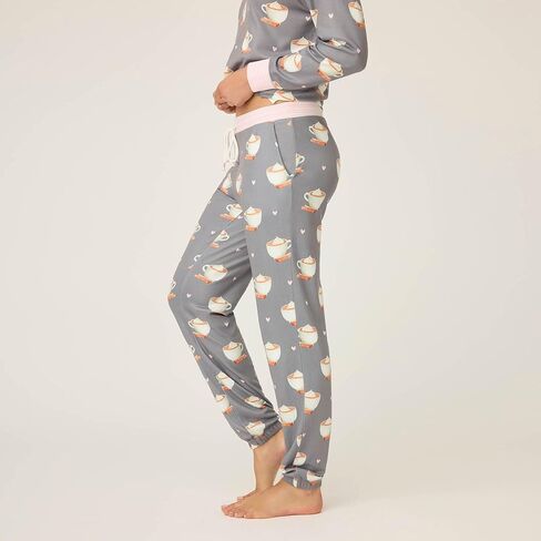 بنطال بيجامة نسائي من PJ Salvage مطبوع عليه Love You a Latte Jersey Knit Jogger in Kuwait