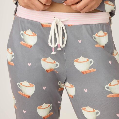 بنطال بيجامة نسائي من PJ Salvage مطبوع عليه Love You a Latte Jersey Knit Jogger in Kuwait