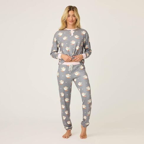بنطال بيجامة نسائي من PJ Salvage مطبوع عليه Love You a Latte Jersey Knit Jogger in Kuwait