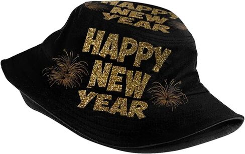 Happy New Year Bucket Hat for Men Women, Funny Unisex Print New Year Holiday Bucket Hat in Saudi Arabia