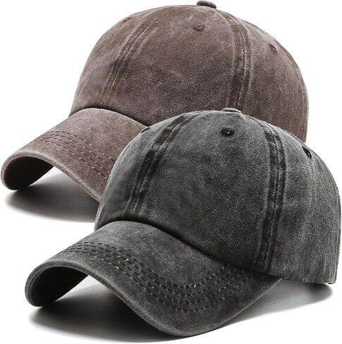 2 Pack Baseball Cap for Men Women, Washed Vintage Golf Dad Hat Adjustable Cotton Low Profile Caps in Saudi Arabia