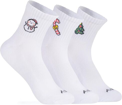 Cute Pattern Crew Socks, White Cotton Blend, 3 Pairs, Antrop in Saudi Arabia