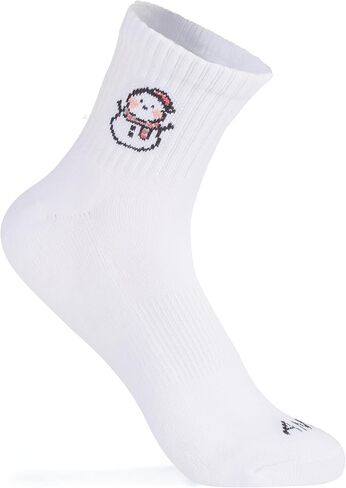 Cute Pattern Crew Socks, White Cotton Blend, 3 Pairs, Antrop in Saudi Arabia