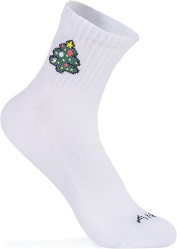 Cute Pattern Crew Socks, White Cotton Blend, 3 Pairs, Antrop in Saudi Arabia