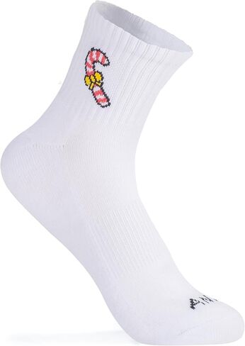 Cute Pattern Crew Socks, White Cotton Blend, 3 Pairs, Antrop in Saudi Arabia