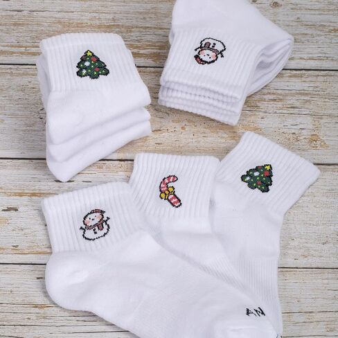 Cute Pattern Crew Socks, White Cotton Blend, 3 Pairs, Antrop in Saudi Arabia