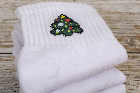 Cute Pattern Crew Socks, White Cotton Blend, 3 Pairs, Antrop in Saudi Arabia