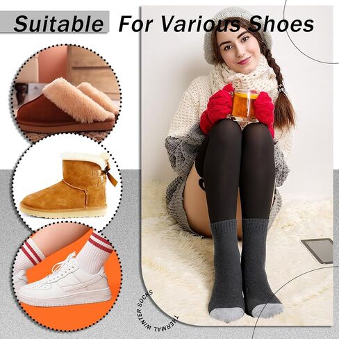 30 Pairs Winter Warm Thermal Wool Socks for Women Hiking Winter Fleece Thick Cozy Boot Socks Bulk for Cold Weather in Saudi Arabia