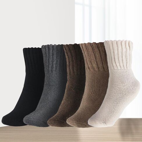 5-Pack Women's Winter Boot Socks, Black, Gray, Dark Brown, Brown, Beige, Thick Warm Cozy Crew Socks in Saudi Arabia