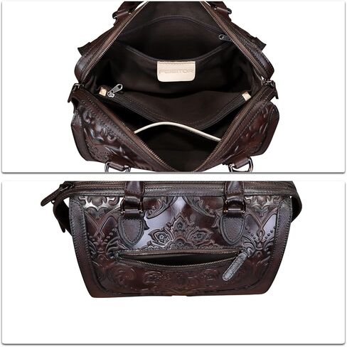 Genuine Leather Satchel for Women Embossed Leather Handbag Top Handle Bags Handmade Purse Crossbody Handbags Tote Bag (Coffee) in Saudi Arabia