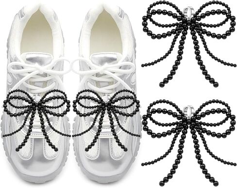 زينة أحذية DELELE Pearl Bowknot: زينة أحذية رياضية على شكل فيونكة من اللؤلؤ للنساء قطعتين in Kuwait