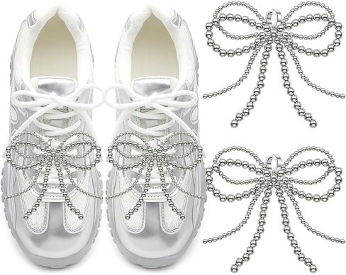 زينة أحذية DELELE Pearl Bowknot: زينة أحذية رياضية على شكل فيونكة من اللؤلؤ للنساء قطعتين in Kuwait