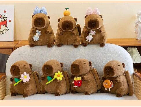 Plush Capybara Backpack Multifunction Stuffed Animal Capybara Bag Gift Adjustable Shoulder Strap (Flower-Pink) in Saudi Arabia