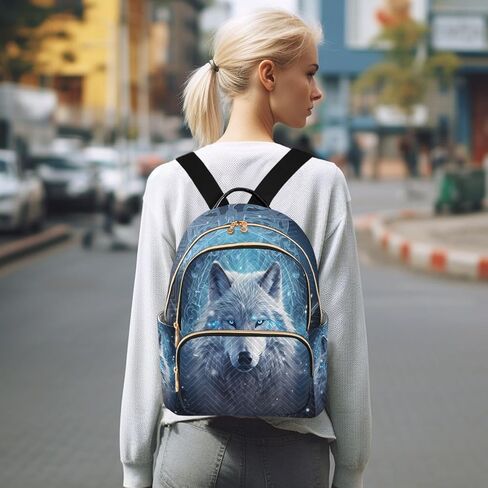 ALAZA Mini Backpack for Women, Blue Wolf Travel Backpack Purse for Ladies, Small Bookbag Daypack Shoulder Bag S in Saudi Arabia