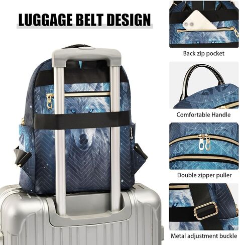 ALAZA Mini Backpack for Women, Blue Wolf Travel Backpack Purse for Ladies, Small Bookbag Daypack Shoulder Bag S in Saudi Arabia