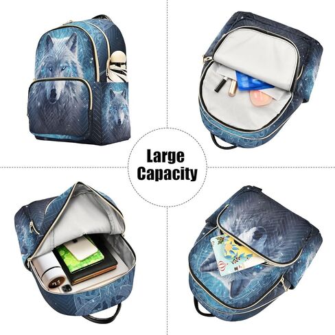 ALAZA Mini Backpack for Women, Blue Wolf Travel Backpack Purse for Ladies, Small Bookbag Daypack Shoulder Bag S in Saudi Arabia