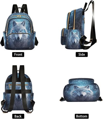ALAZA Mini Backpack for Women, Blue Wolf Travel Backpack Purse for Ladies, Small Bookbag Daypack Shoulder Bag S in Saudi Arabia