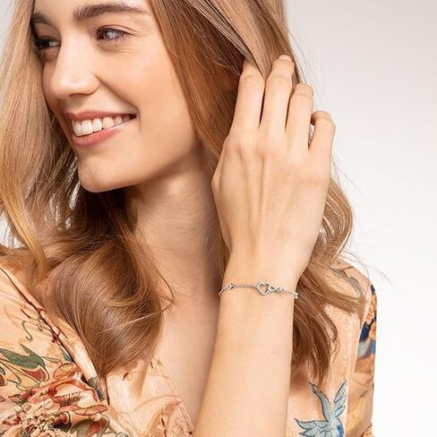925 Sterling Silver Exquisite Birthday Bracelet, Simple Heart Pendant Bracelet, Fashionable Jewelry For Women, Suitable For Daily Wear, Gift For Friends on festivals in Saudi Arabia