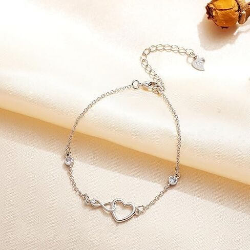 925 Sterling Silver Exquisite Birthday Bracelet, Simple Heart Pendant Bracelet, Fashionable Jewelry For Women, Suitable For Daily Wear, Gift For Friends on festivals in Saudi Arabia