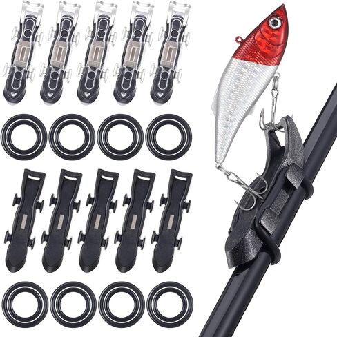 10 Pcs Hook Keeper for Fishing Rod Magnetic Fishing Hook Keeper Fishing Bait Holder with 2 Sizes Rubber Rings for Fishing Hook Holder Quick Installation in Saudi Arabia