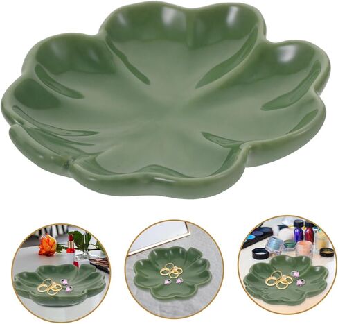 Shamrock-shaped Ceramic Jewelry Tray Decorative Trinket Dish for Rings Necklaces and Keys Jewelry Organizer and Display Plate Unique Home Decor present for St Patrick Day in Saudi Arabia