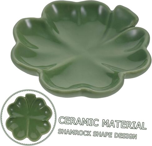 Shamrock-shaped Ceramic Jewelry Tray Decorative Trinket Dish for Rings Necklaces and Keys Jewelry Organizer and Display Plate Unique Home Decor present for St Patrick Day in Saudi Arabia