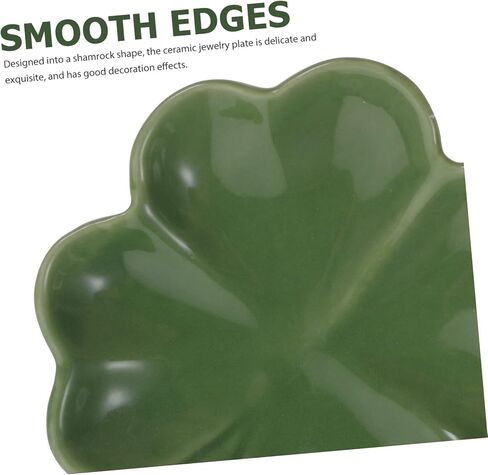 Shamrock-shaped Ceramic Jewelry Tray Decorative Trinket Dish for Rings Necklaces and Keys Jewelry Organizer and Display Plate Unique Home Decor present for St Patrick Day in Saudi Arabia