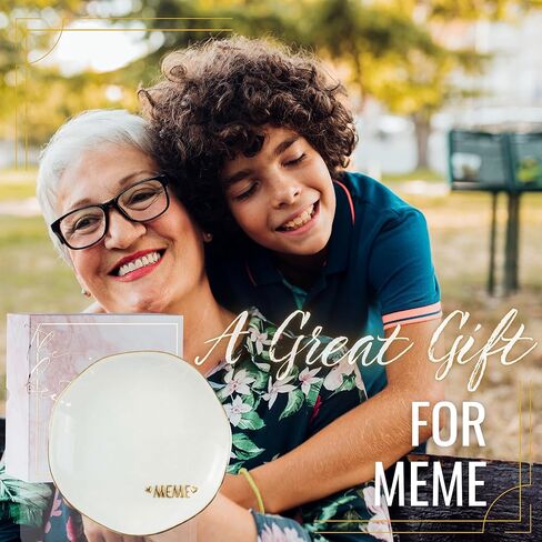 هدايا InnoBeta MEME، هدايا من حفيدة الأحفاد - طبق حلقي من السيراميك مصنوع يدويًا مقاس 11.43 سم مع زخرفة ذهبية، طبق حلية MEME لأقراط الخواتم in Saudi Arabia