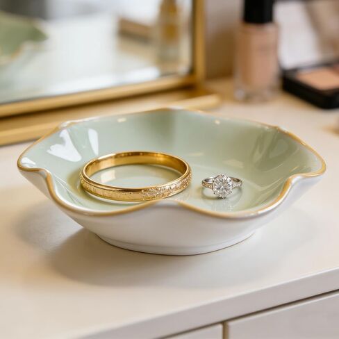 Lotus Ring Holder Dish Small Indoor Ash Tray, Multifunctional Glaze Dinner Plates Set in Counter Kitchen Dining Table in Saudi Arabia