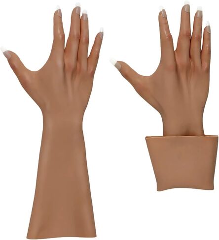 Realistic Skin Silicone Female Gloves, Crossdressing Female Gloves Full Arm, Silicone Gloves with Nails Cosplay Gloves in Kuwait