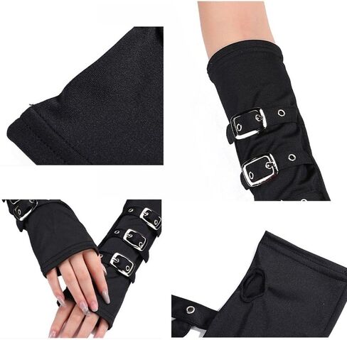 Unisex Half Finger Gloves Punk Black Fingerless Gothic Mitten in Saudi Arabia
