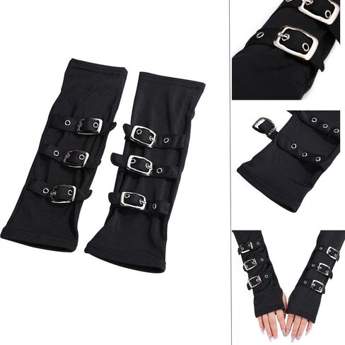 Unisex Half Finger Gloves Punk Black Fingerless Gothic Mitten in Saudi Arabia