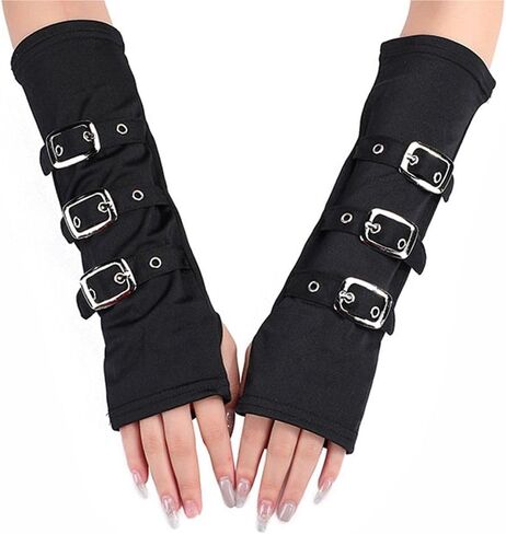Unisex Half Finger Gloves Punk Black Fingerless Gothic Mitten in Saudi Arabia