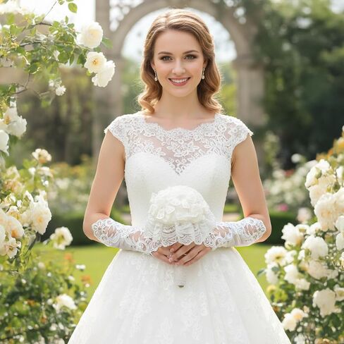 White Lace Gloves Bride Wedding Fingerless Gloves White Rhinestone Bridal Glove for Wedding Party Prom Costume Accessories in Saudi Arabia