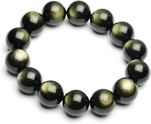 20mm Natural Gold Obsidian Gemstone Crystal Round Beads Powerful Bracelet for Women Men AAAA in Saudi Arabia