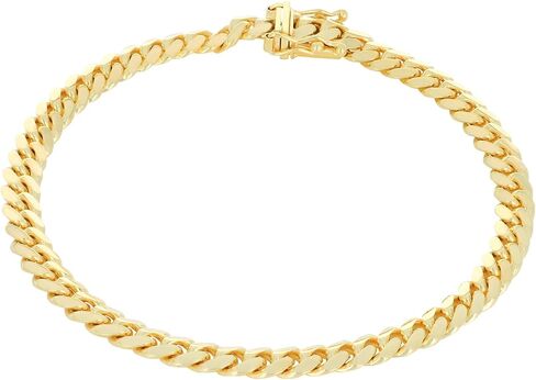 Nuragold 10k Real Yellow Gold Solid Miami Cuban Link 5mm Chain Bracelet (7"-9") Italian Jewelry for Men in Saudi Arabia