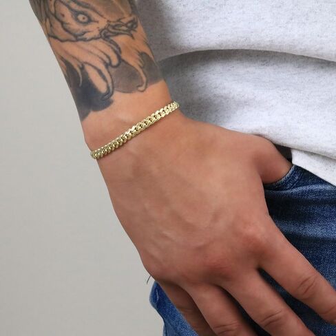 Nuragold 10k Real Yellow Gold Solid Miami Cuban Link 5mm Chain Bracelet (7"-9") Italian Jewelry for Men in Saudi Arabia