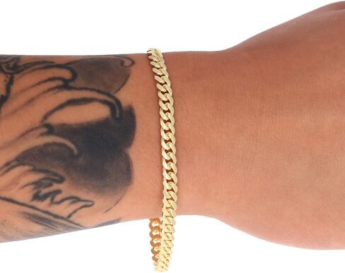 Nuragold 10k Real Yellow Gold Solid Miami Cuban Link 5mm Chain Bracelet (7"-9") Italian Jewelry for Men in Saudi Arabia