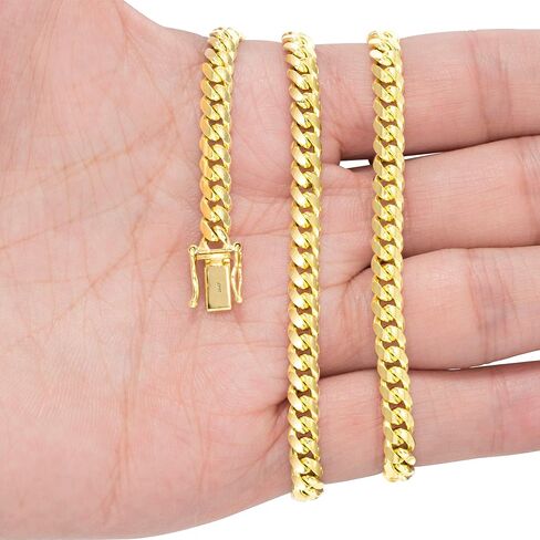 Nuragold 10k Real Yellow Gold Solid Miami Cuban Link 5mm Chain Bracelet (7"-9") Italian Jewelry for Men in Saudi Arabia